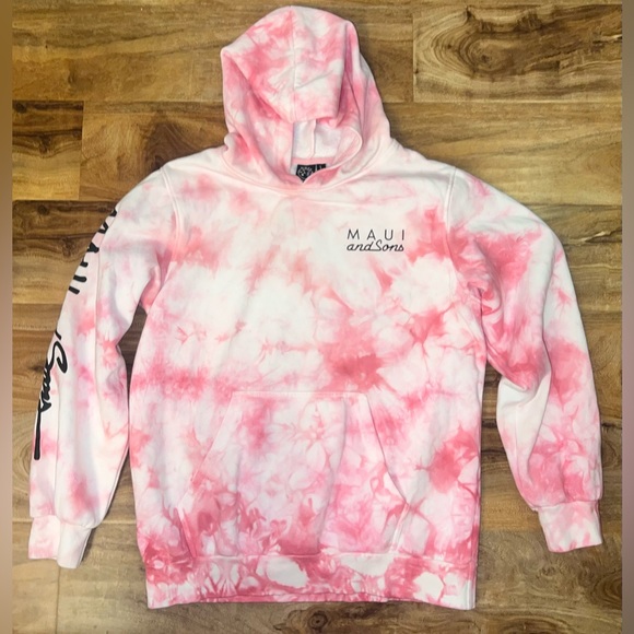 Maui & Sons Pink Tie Dye Hoodie Youth Large 14 - Picture 4 of 9